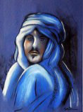 Portrait d'un homme bleu du désert au pastel sec (44x54cm)