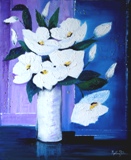 Huile d'un bouquet à dominante blanche (taille 20F)