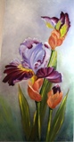 Huile de fleurs d'iris (taille 40cm sur 80cm,toile vendue )