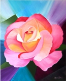 Huile d'une rose rose (taille 25F)