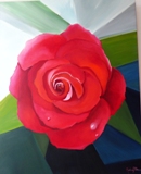 Huile d'une rose rouge (taille 25F, toile vendue)