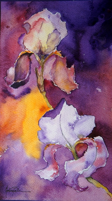 peinture à l'aquarelle de fleurs d'iris