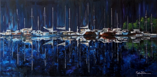 les bateaux, le soir, dans la baie d'Arcachon