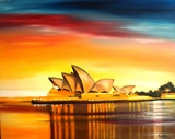 Huile représentant l'opéra de Sydney en Australie (taille 81cm sur 65 cm)