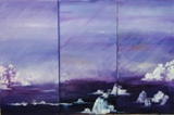 Triptyque peint à l'huile représentant les icebergs nordiques (taille 3 fois 50/100) 