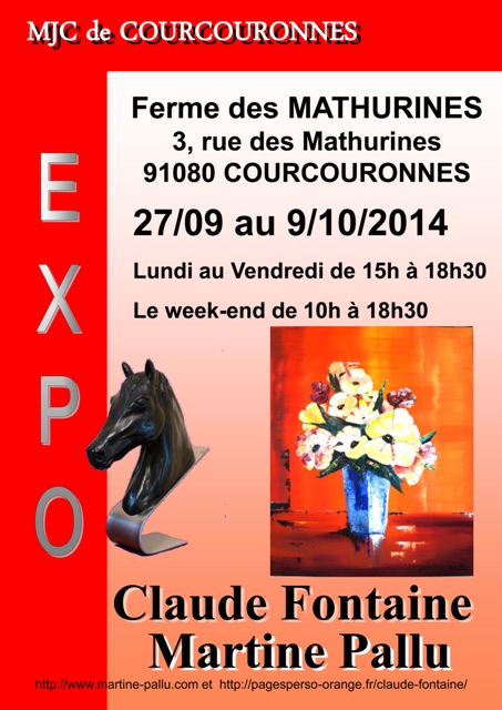 affiche de l'exposition en collaboration avec Claude Fontaine, sculpeur, à Courcouronnes 
