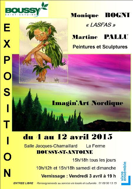 affiche de l'exposition en collaboration avec Monique Bogni, à Boussy-St-Antoine 